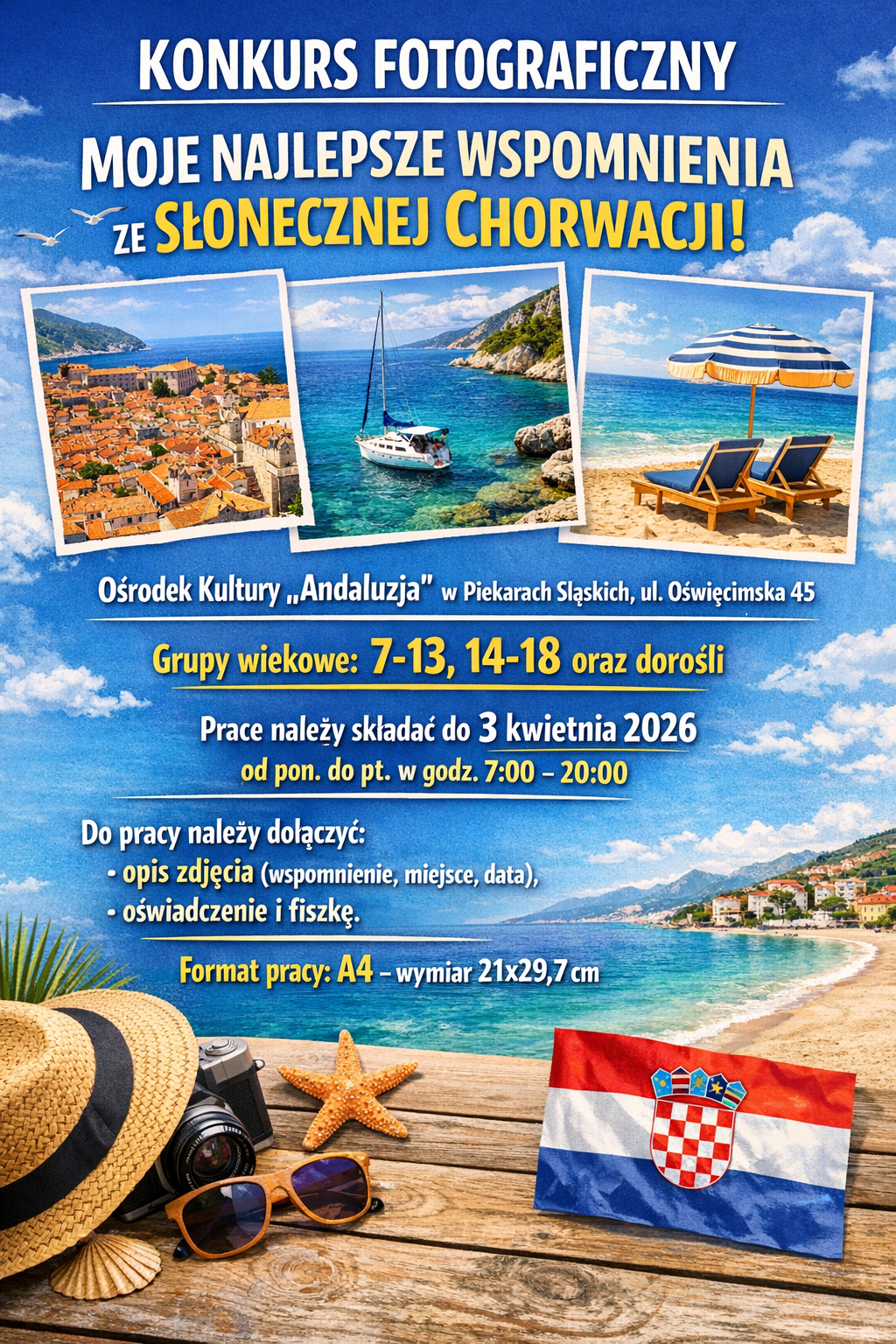 📸 Konkurs fotograficzny – „Moje najlepsze wspomnienia ze słonecznej Chorwacji” ☀️🌊! 🇭🇷